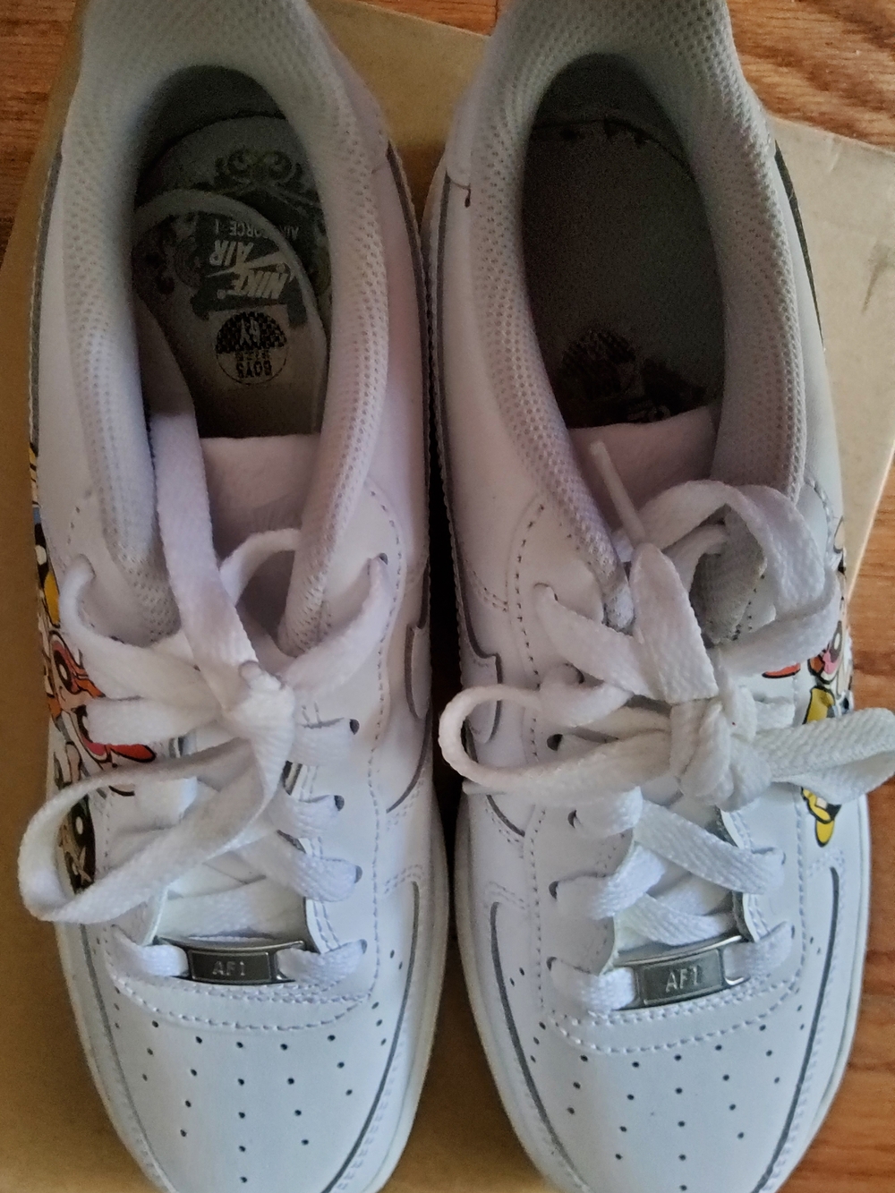 Custom Nike Air Force 1 White Sneakers with Powerpuff Girl Theme 6yBoy/7.5Women